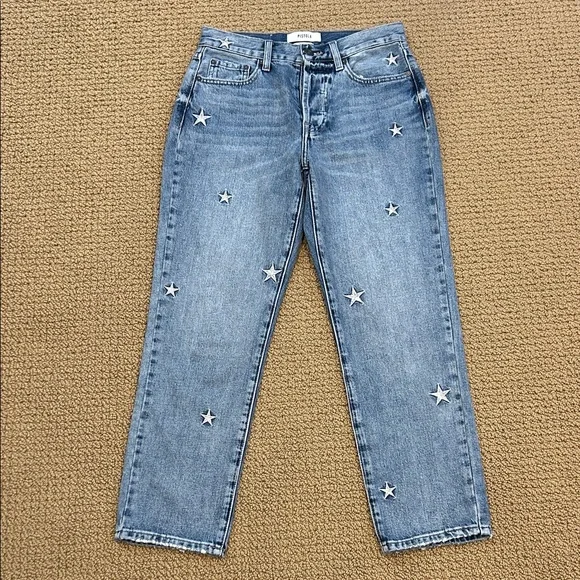 Pistola Charlie High Rise Star Embroidered Straight Leg Jean size 26 Supernova - Picture 1 of 16